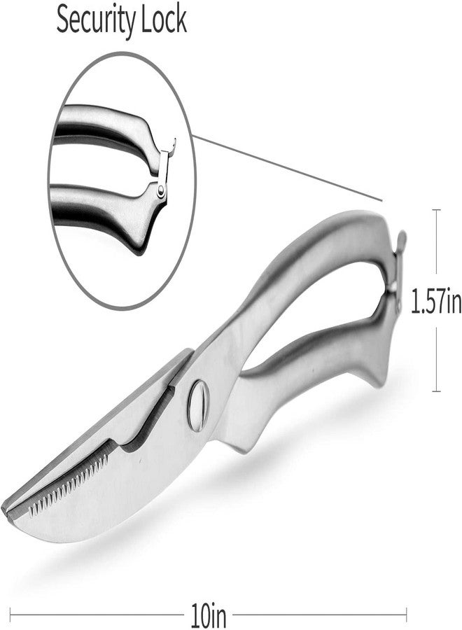 Trifecta Heavy Duty Stainless Steel Poultry Shears For Bone, Chicken, Meat, Fish, Seafood, Vegetables. Premium Spring Loaded Food Scissors. All metal Kitchen Shears(Silver) - Image 2